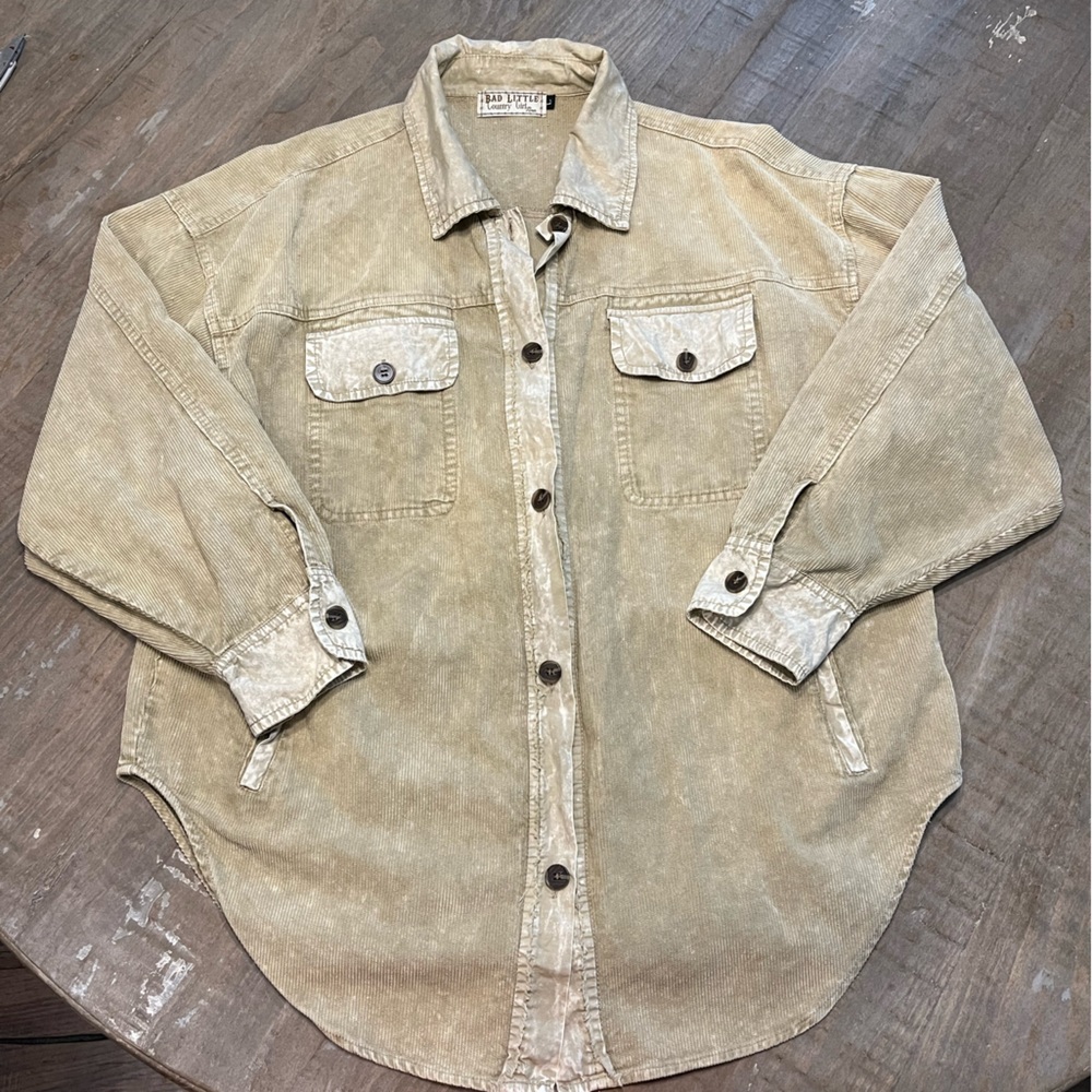 Bad little Country Girl boutique distressed corduroy Shacket